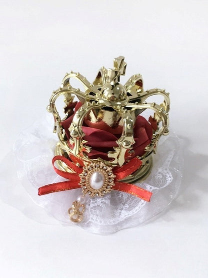 Bow Bead 5 Headpiece with Based Crown Golden – Color Lace Lolita Accents and White Options