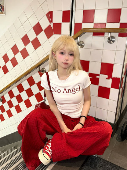 Letter Print Glamorous Cropped Black/White T-Shirt