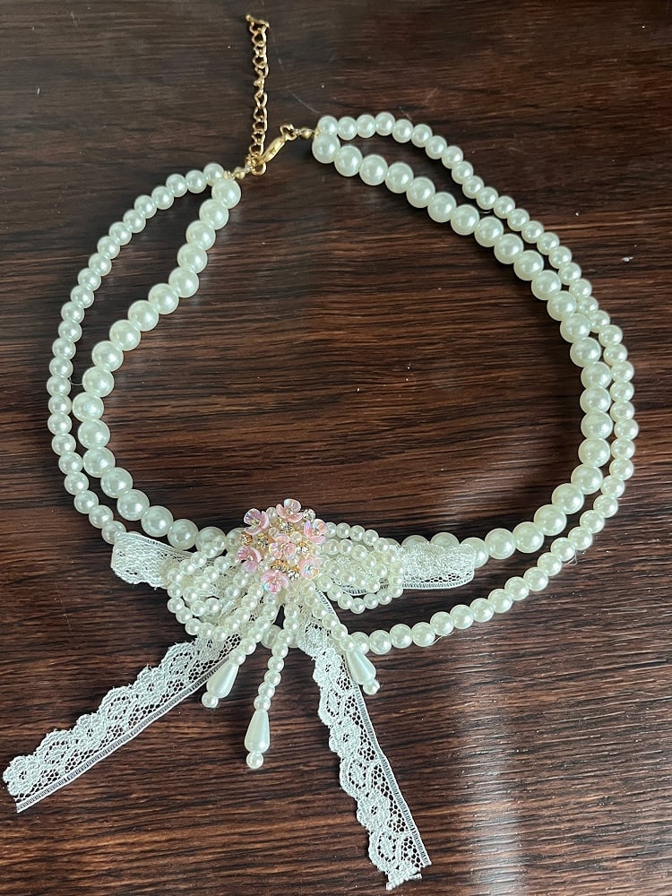 Beaded White Necklace