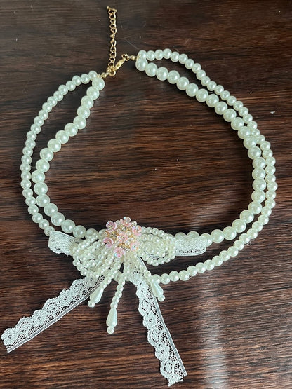 Beaded White Necklace