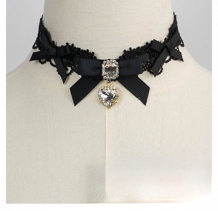 Chain Layer 11 Detachable Double Beaded Heart Jirai Choker Kei Charms Rhinestone with Options