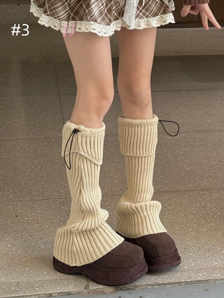 8 Options Drawstring Knitted Leg Warmers
