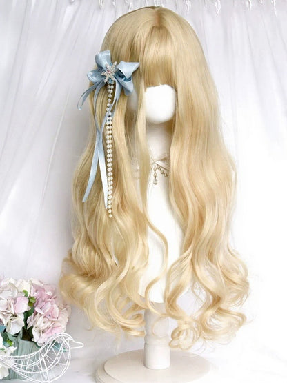 Blonde 65cm Full Bangs Long Wavy Curly Wig - Sinwavy