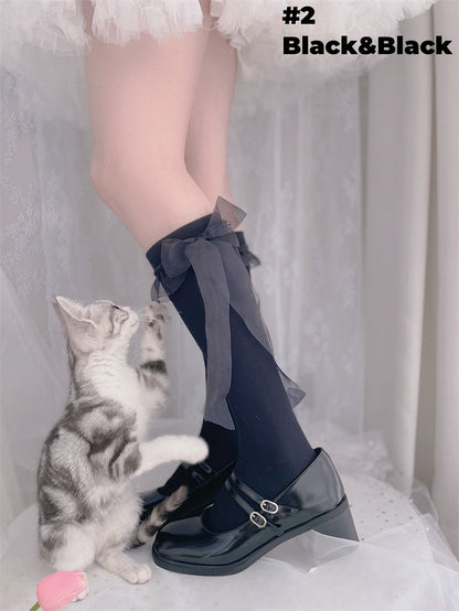 6つのオプション ビッグリボン ロリータ カーフ/アンクルソックス