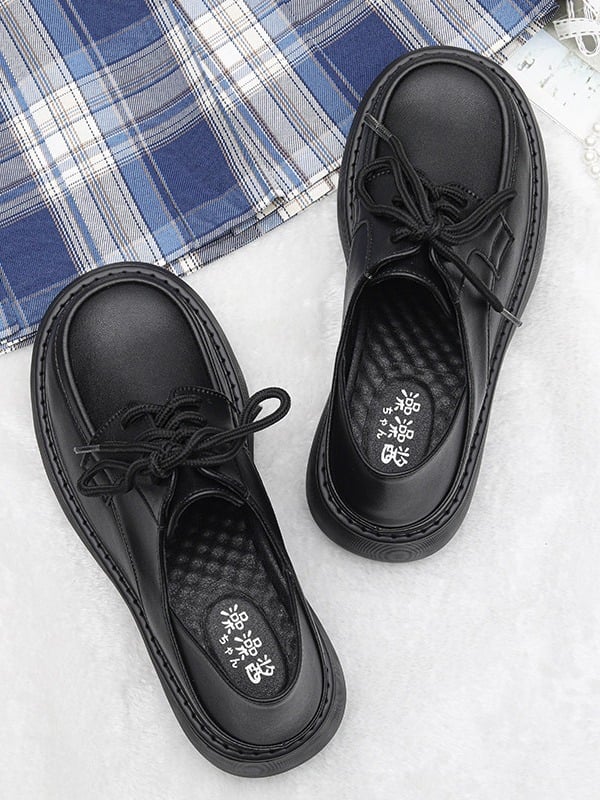 Classic Round Toe Lace-Up School Shoes