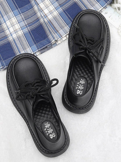 Classic Round Toe Lace-Up School Shoes