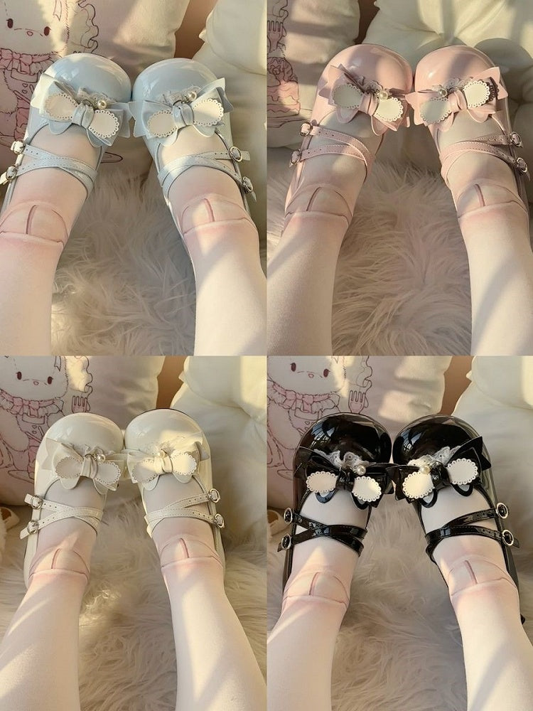 Snap Lolita Blue Shoes Heel 4.5cm Mary Sweet Closure with Bunny Themed Jane