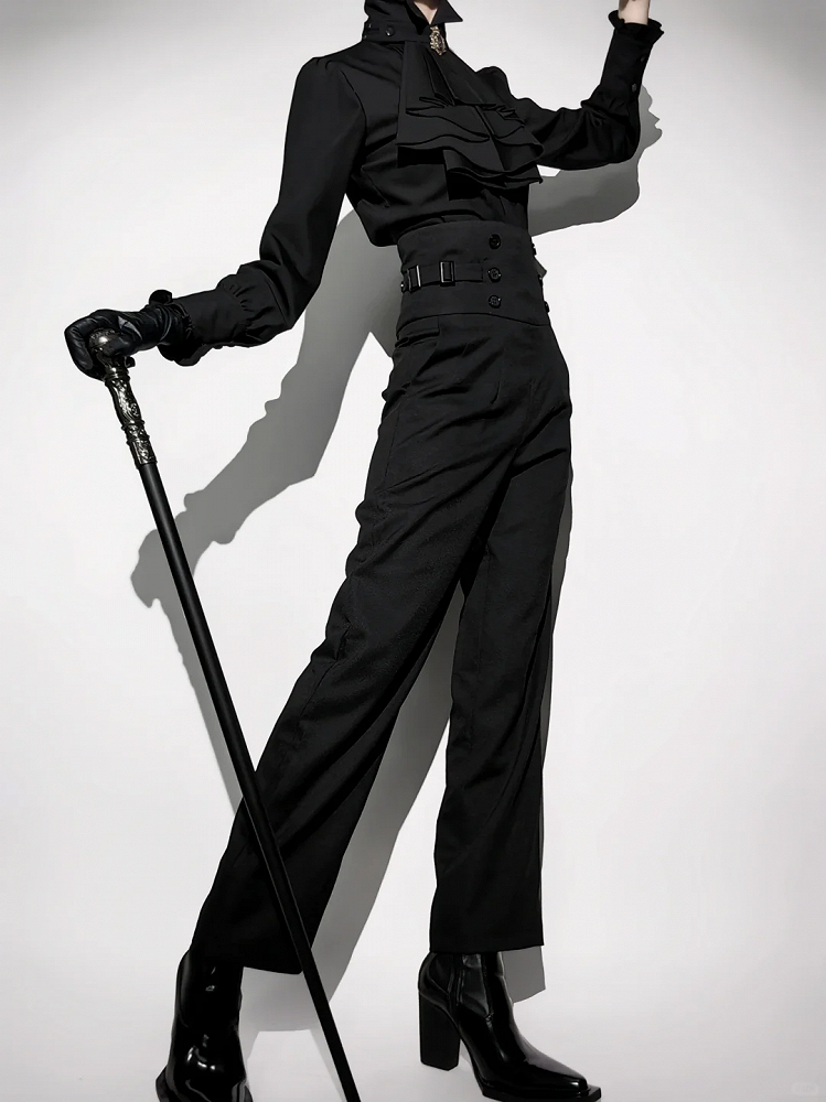 Black Corset Waist Fashion Belt Lolita Pants Ouji High