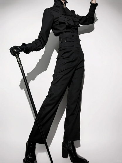 Black Corset Waist Fashion Belt Lolita Pants Ouji High