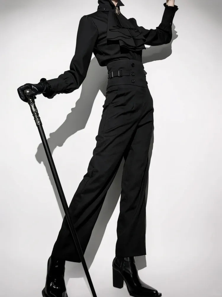 Black Belt Fashion Lolita Pants Ouji Corset High Waist