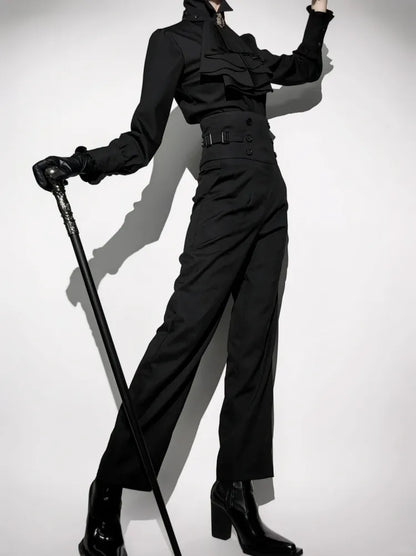 Black Belt Fashion Lolita Pants Ouji Corset High Waist