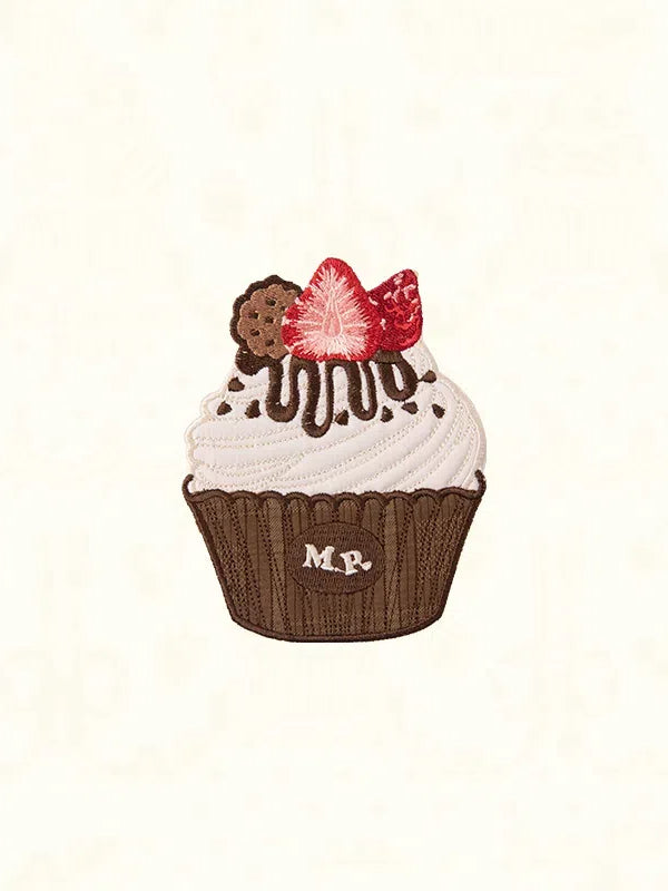 Mint Brown Embroidery Blue Cupcake / Pink Brooch Green