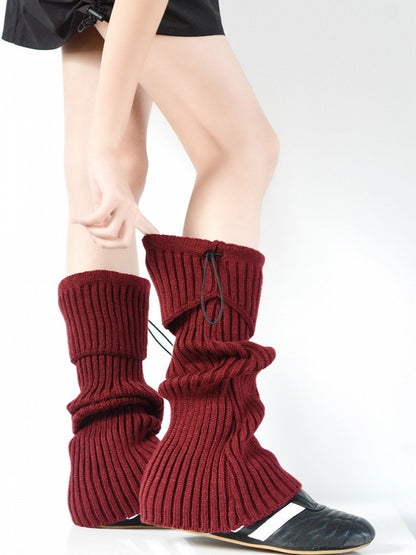 Vertical Colors Pattern Design Leg Drawstring Warmers Knitted Striped 8