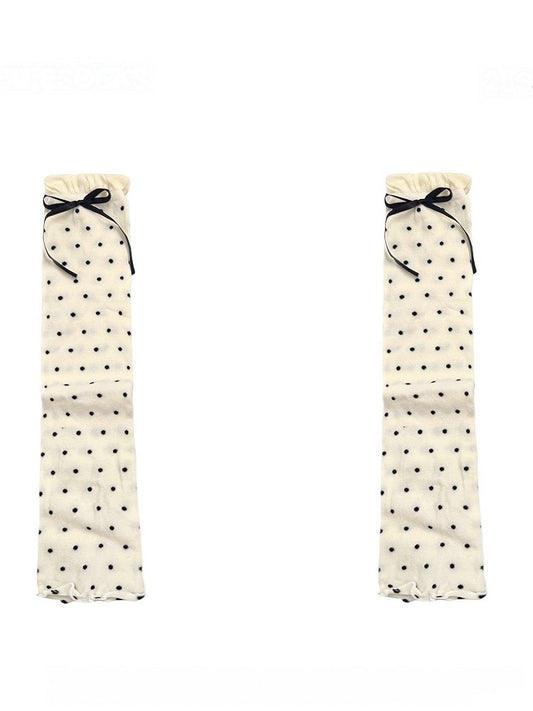 4 Colors Polka Dot Pattern Bow Decorated Ruffled Leg Warmers