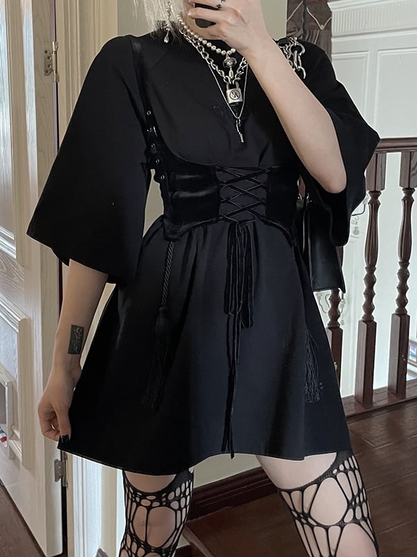 Oversized Dark with Dress Black Frenzy Tonal T-Shirt Embroidery