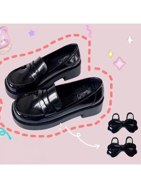 Toe Style Black Shoes Square 2 School Uniform Lolita Options Heel