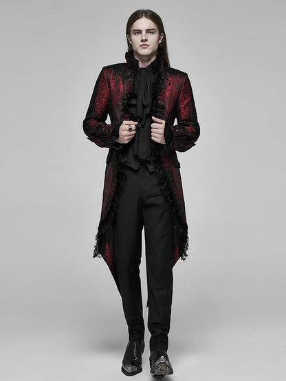 Rococo Coat Gorgeous and Men's Black Dark Red Tuxedo Lace