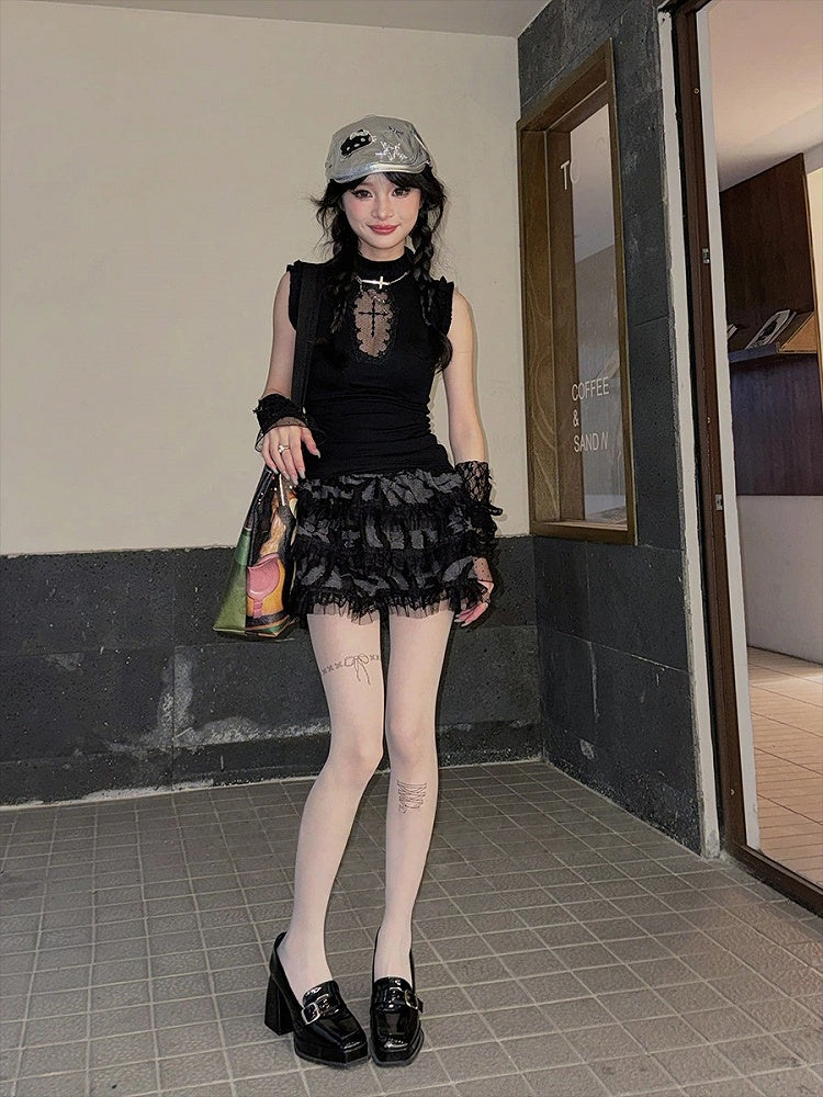 Pantyhose Delicate Style) Lace-Up Print (Sweet Bow