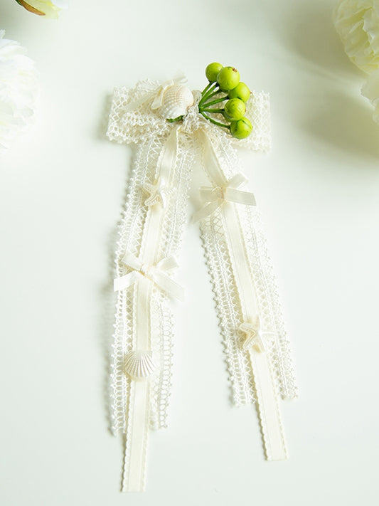 and Starfish Shell Decorated Brooch Bowknot Sea Creamy
