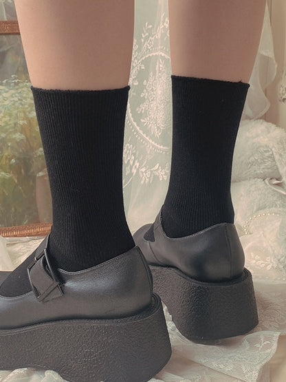 Striped Pattern Socks Black/White Cotton Minimalist Vertical