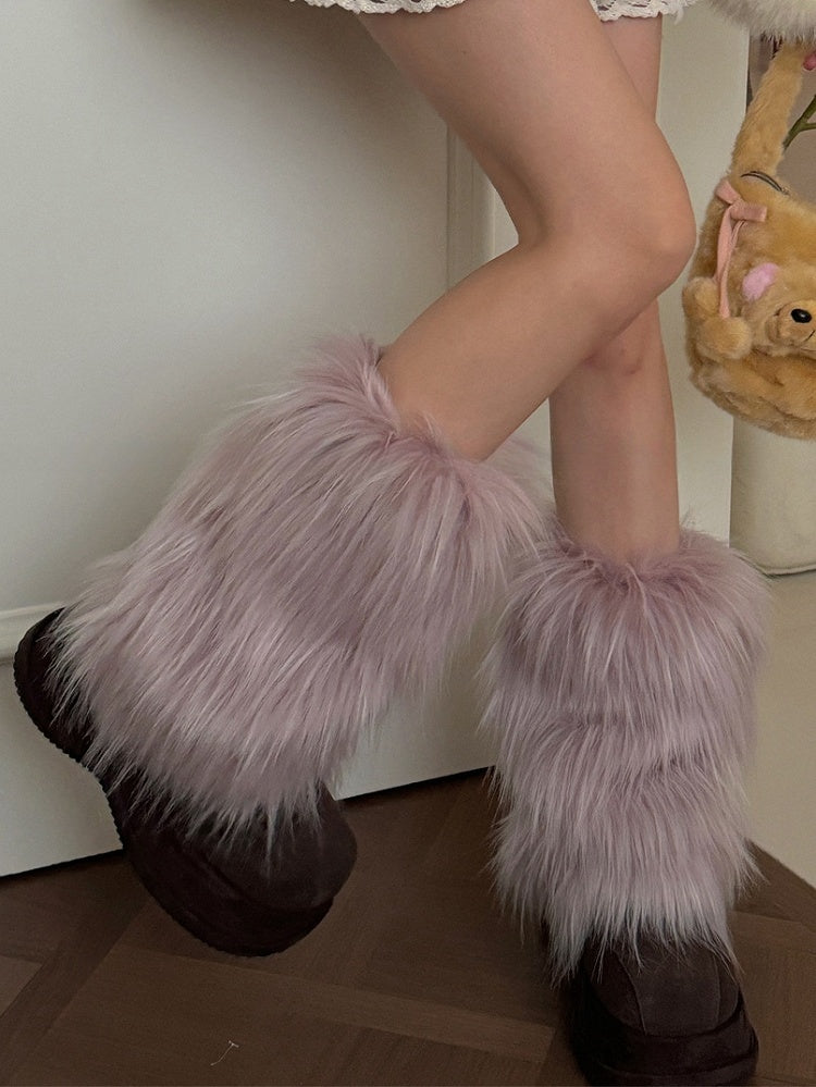 Light Purple Y2K Shaggy Leg Warmers