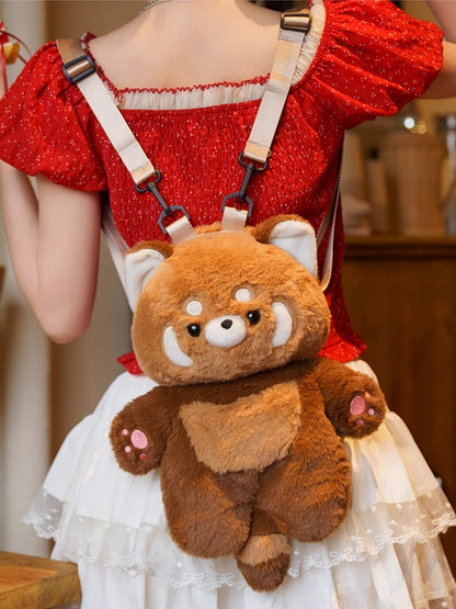 Brown Red Backpack Panda Straps Plush Shoulder 35cm/50cm Detachable