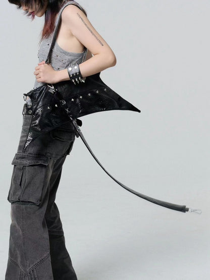 Gothic Schwarze Punk Nieten Umhängetasche
