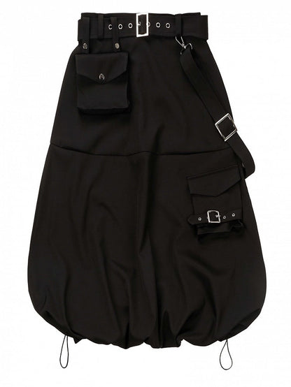 Techwear with Skirt Cargo Black Pockets Bubble Futuristic