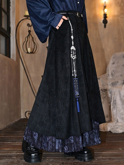 Hem - Double Black Layered Skirt Cheongsam Goth