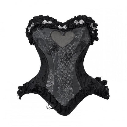 – Victorian-Inspired Corset Heart Silhouette Black 16-Bone Shaper