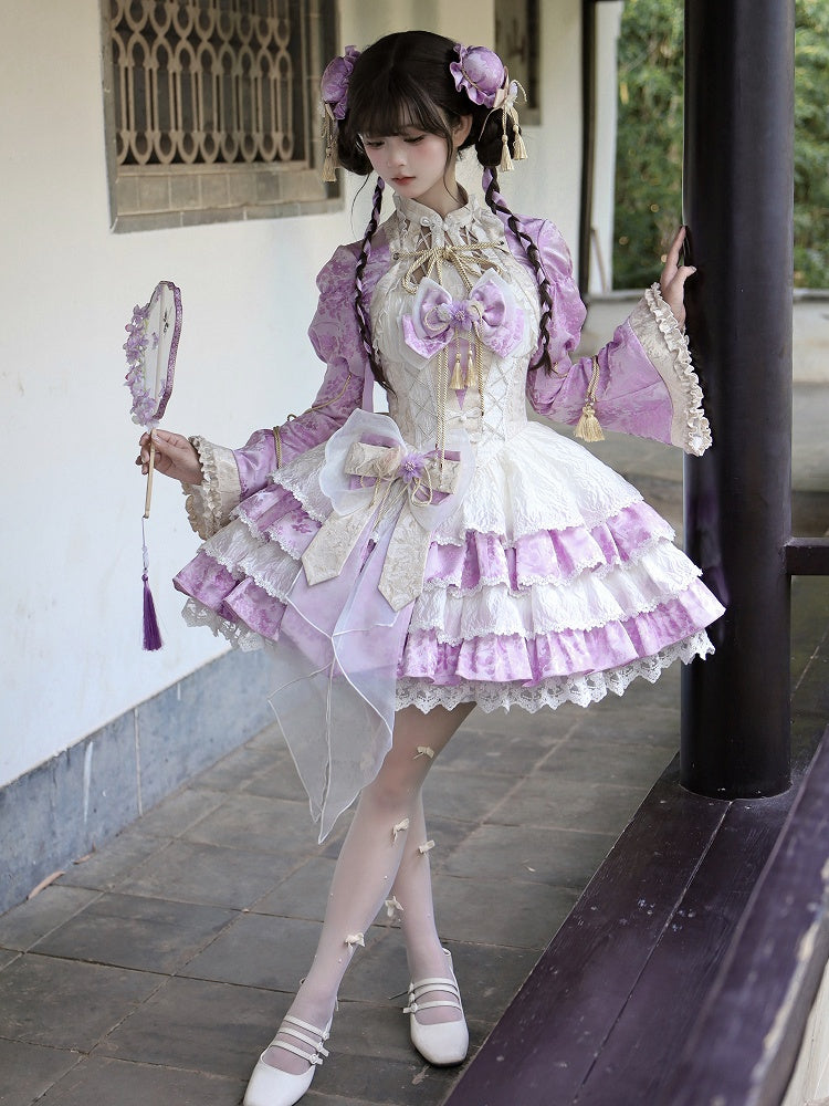 ジャカードパープルボレロローブタッセル