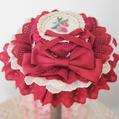 Floral Embroidery Lace Trim Top Hat