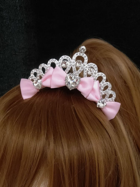 Crown Heart Decorated Details Pink/Purple/Rose Rhinestone Bowknot Pink
