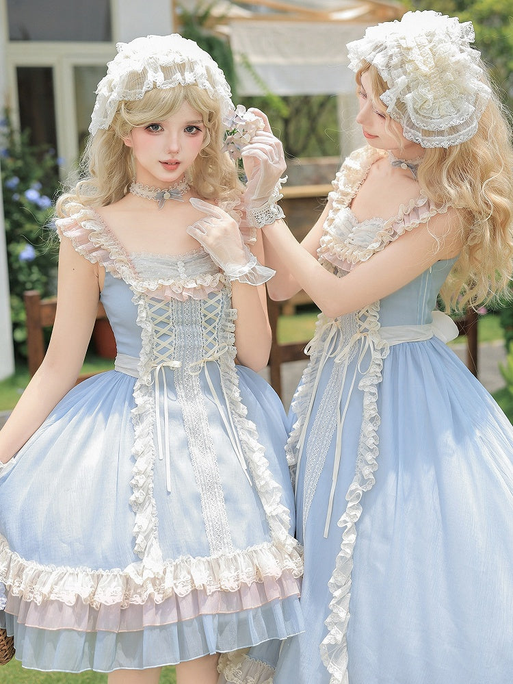 Blue Mini Bow Lace Collar Necklace - With PUJI