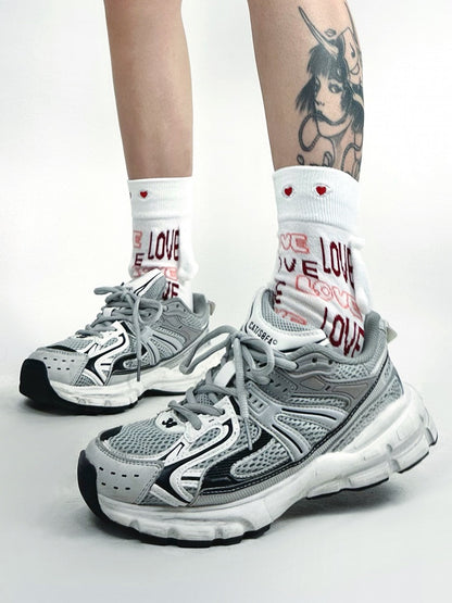 Decoration Heart Letter Socks and Pattern Ear Bunny with White