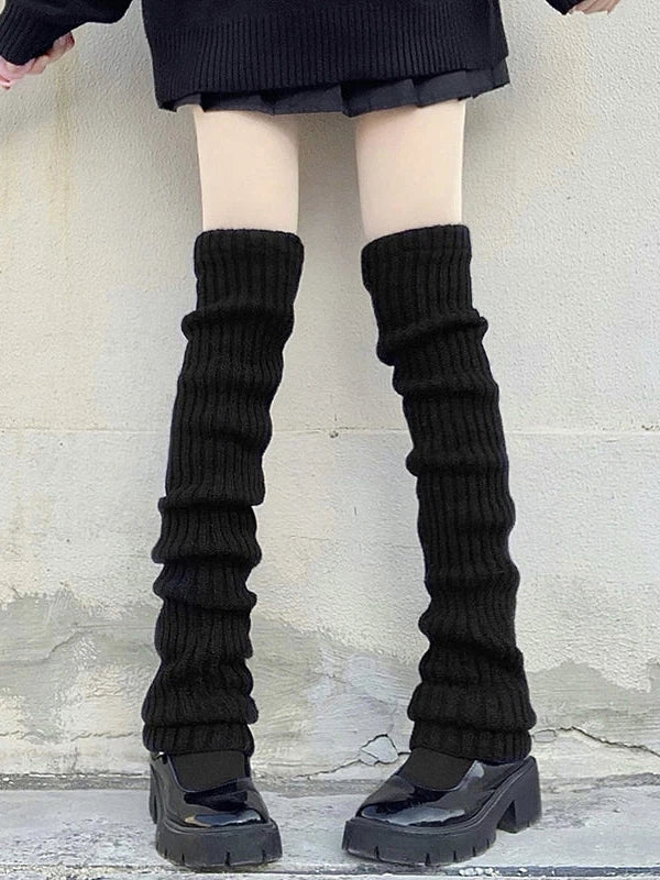 Leg Ribbed Warmers (2 Colors: Style Knit Lolita Over-Knee Black 70cm