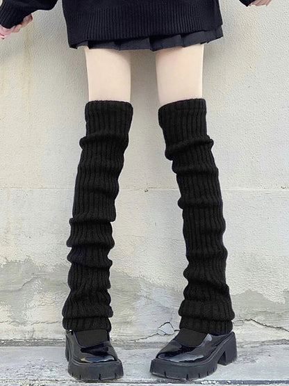 Leg Ribbed Warmers (2 Colors: Style Knit Lolita Over-Knee Black 70cm