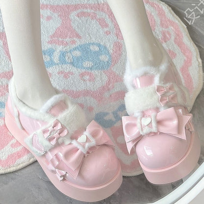 Pink Sweet Light Lolita - Heart Platform Motifs Shoes