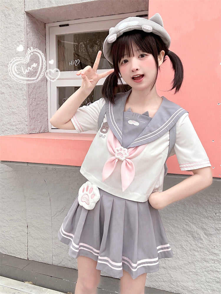 Design Neckline JK Kitty Gray and White Sailor Collar Uniform
