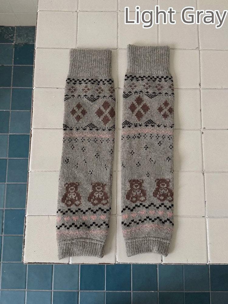 Leg with Warmers Argyle Patterns Bear Knit