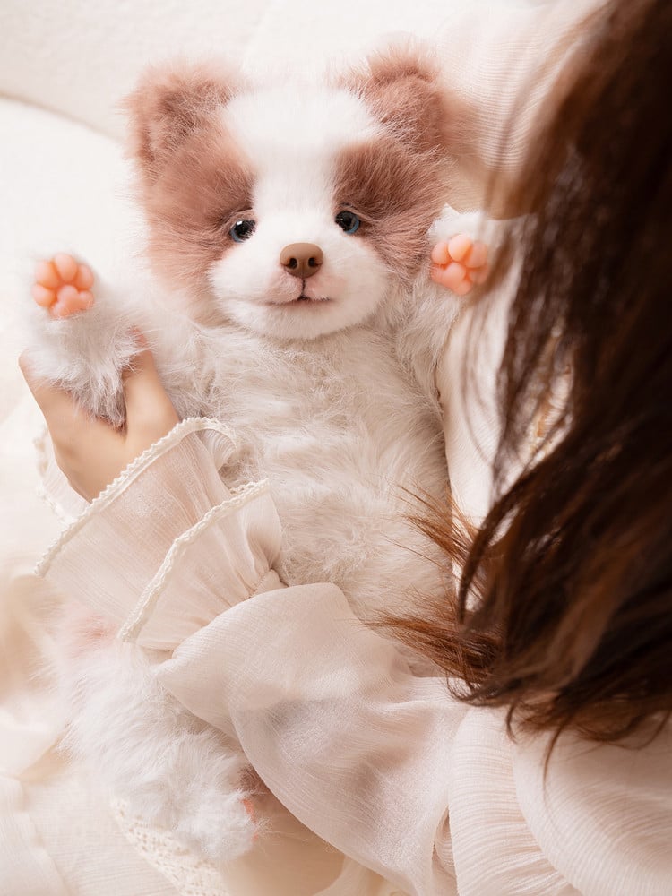 Border Plush Collie Bag - Dog Backpack/Crossbody Realistic Red