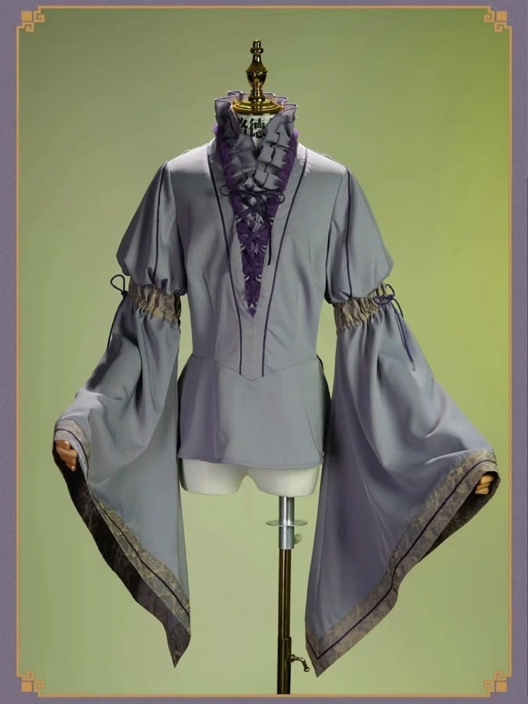 Purple Elegant Bell-Sleeve Lolita Blouse - Neoludwig