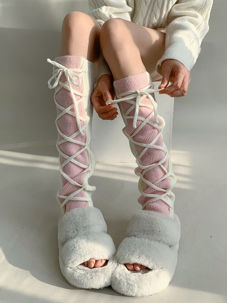 Slouchy Colors) Warmers Leg Knit (3 Ribbed