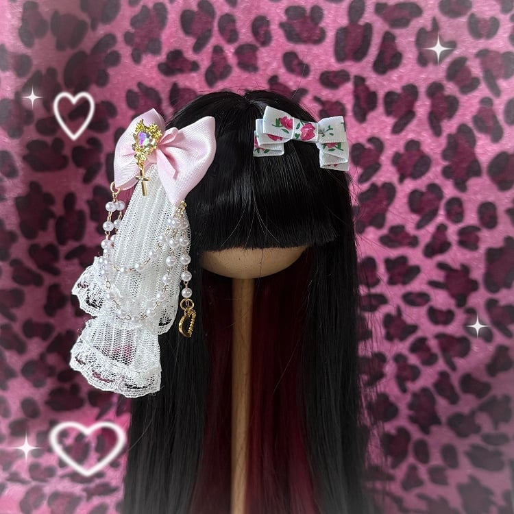 Bow Lace Gyaru Options 3 Hime Fashion BJD Doll Hairclips - with