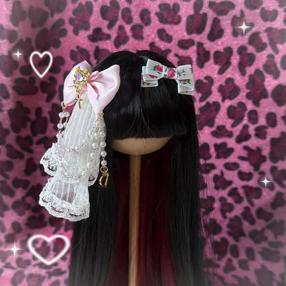 Bow Lace Gyaru Options 3 Hime Fashion BJD Doll Hairclips - with