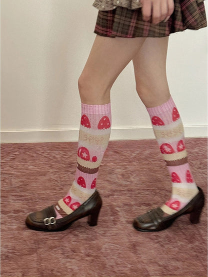 Strawberry Knitted Lolita Sweet Stockings Pattern