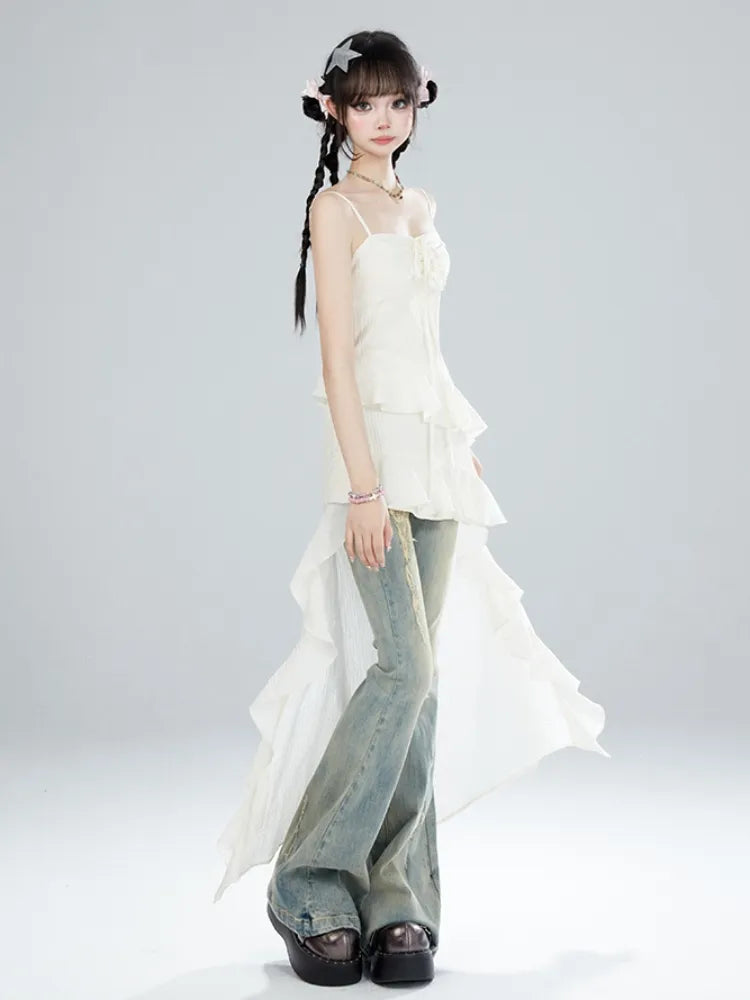 Rock Apricot Kleid Urlaub Sommer High-low