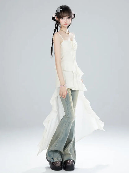 Rock Apricot Kleid Urlaub Sommer High-low