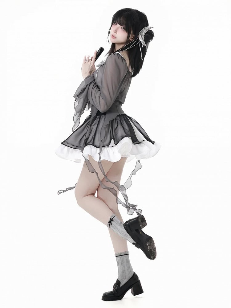 Overlay Korsett Gürtel Mesh Stil Schwarz Cheongsam Knoten Knöpfe