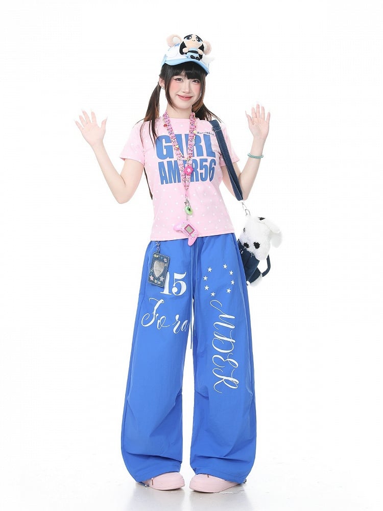 Star Letter Print Pink Tee - Languid Park